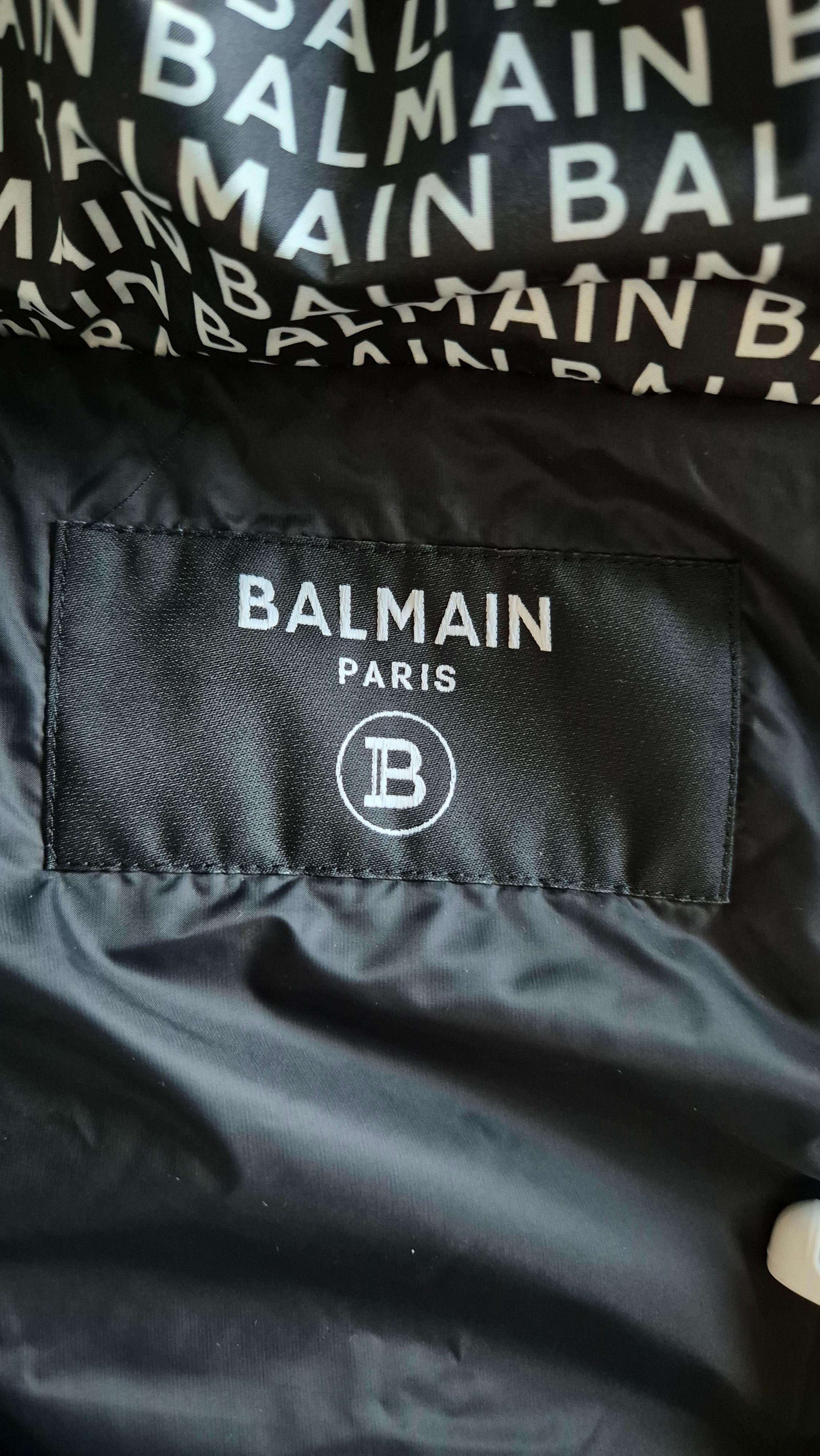Balmain Black Logo Puffer Coat