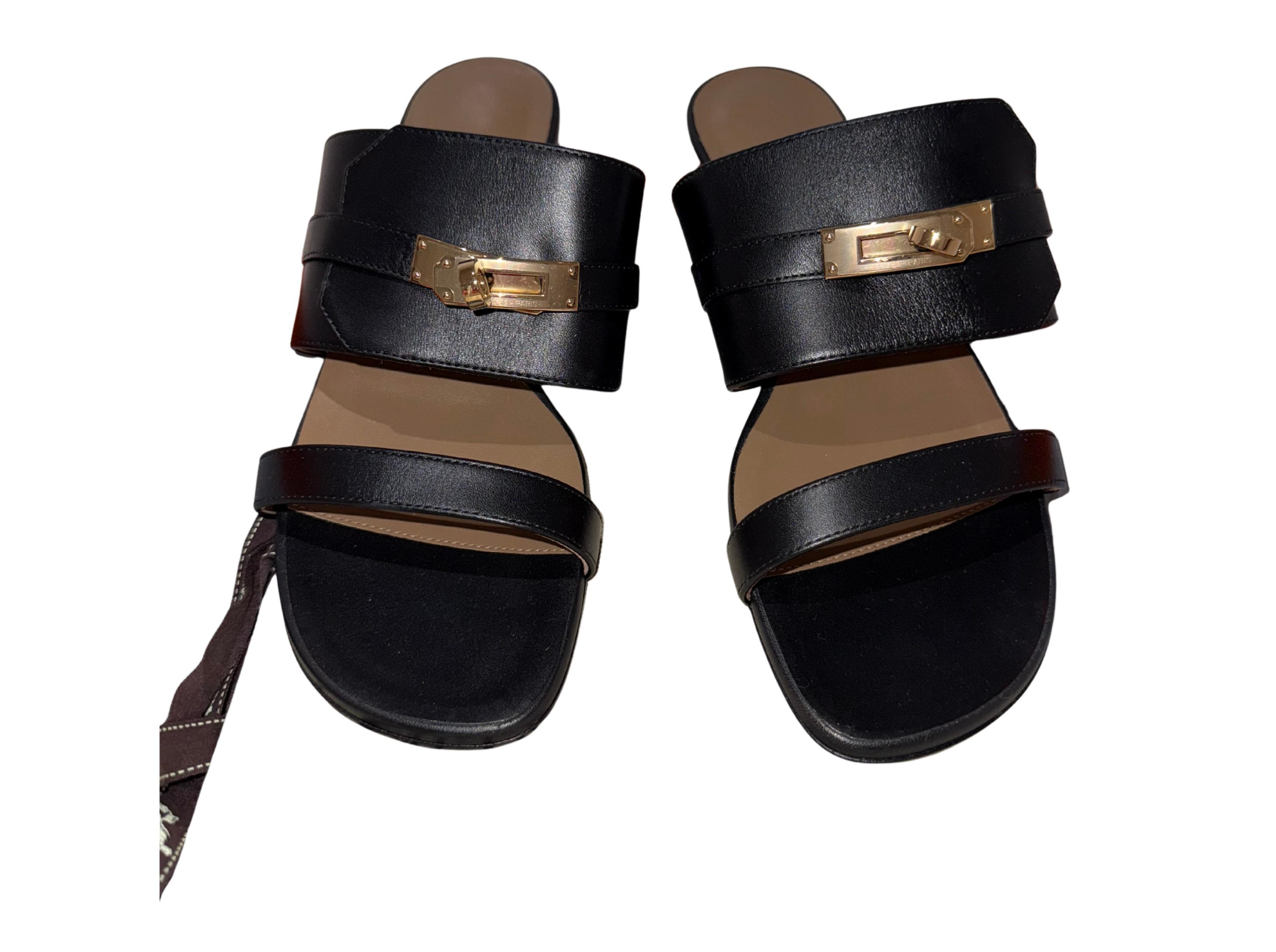 Herms Black Avenue Sandals