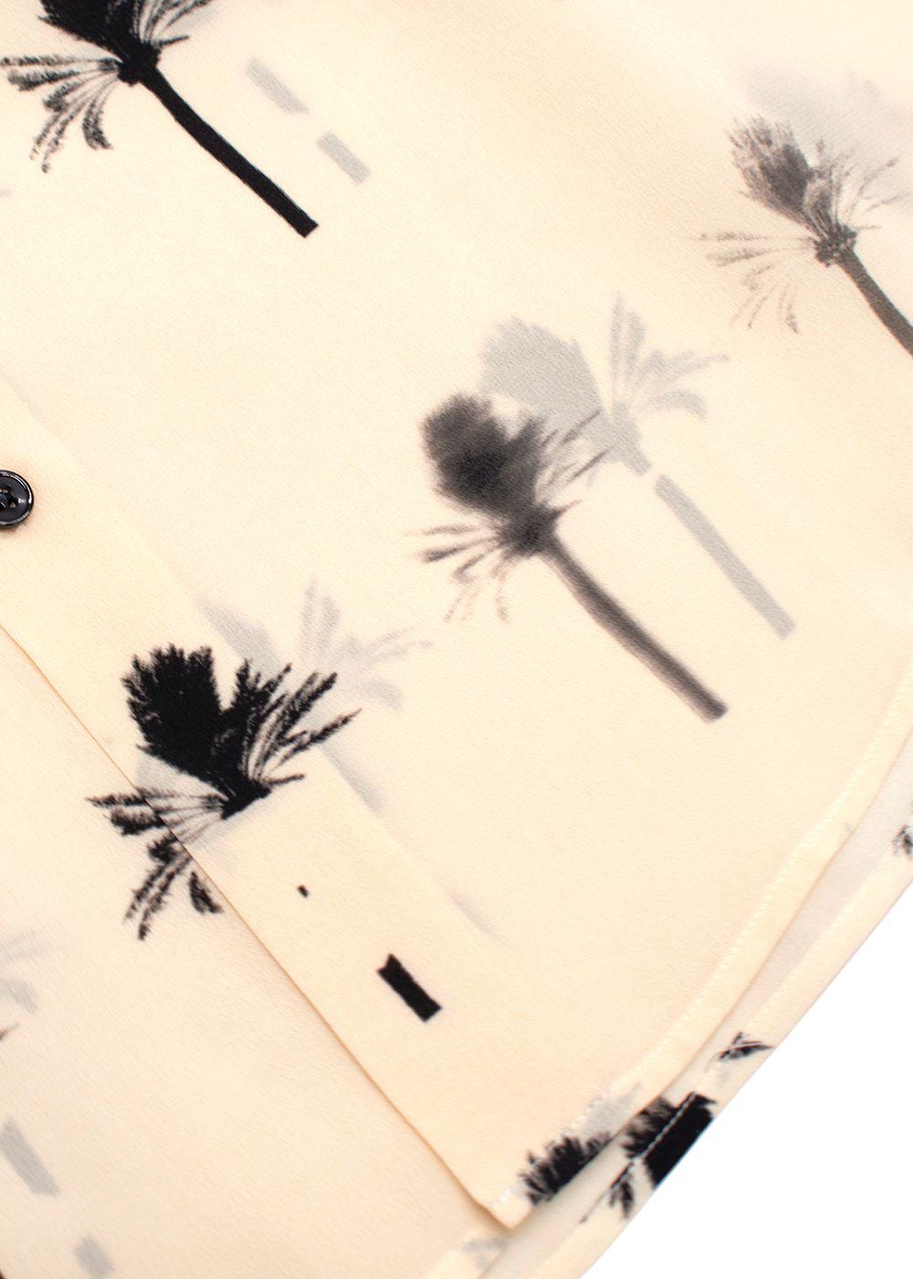 Saint Laurent Cream Palm Tree Print Silk Shirt
