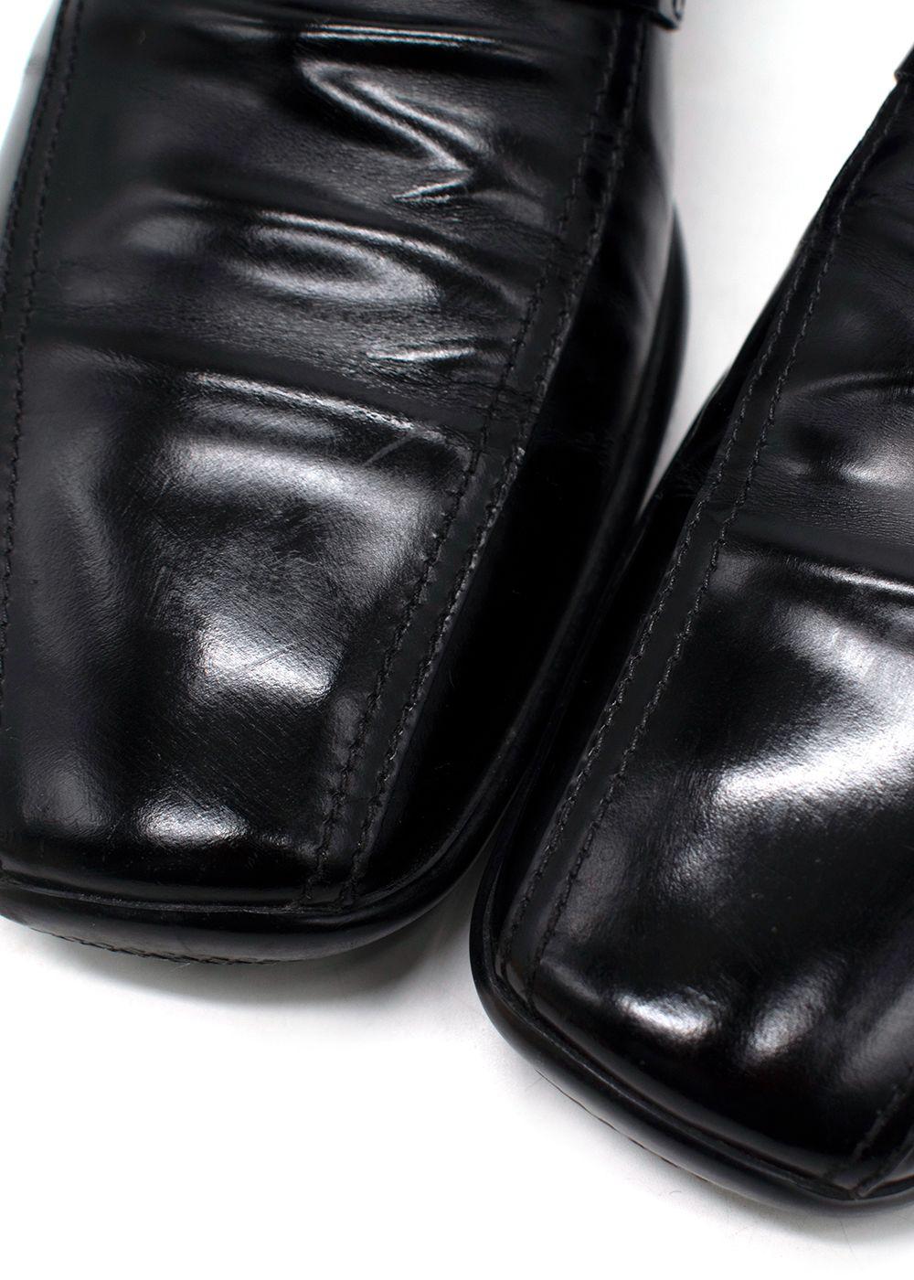 Prada Sport Black Leather Slip On Loafers