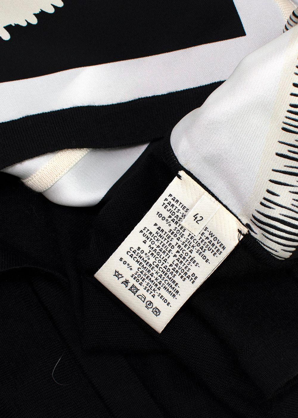 Hermes Black and White Printed Silk Twill Top