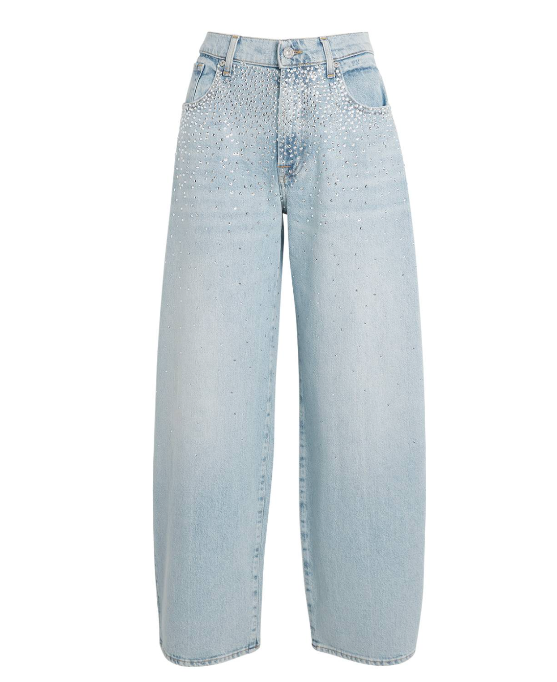 7 For All Mankind Navy Crystal Bonnie Wide-Leg Barrel Jeans