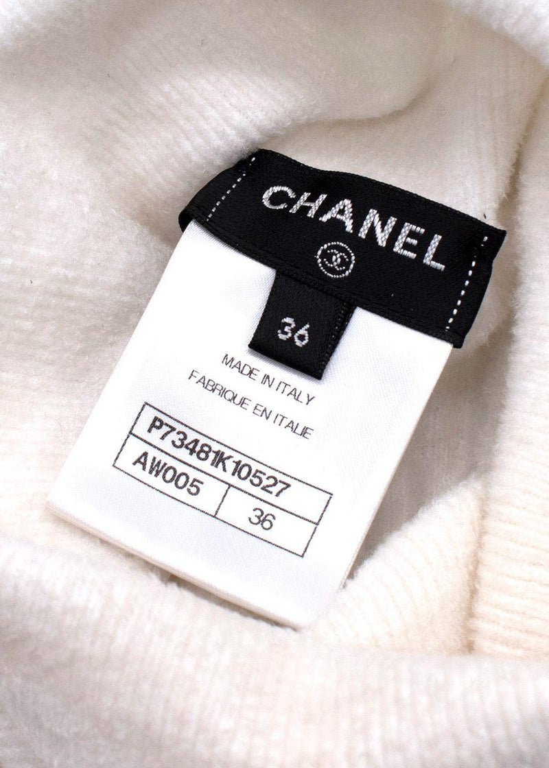 Chanel Faux Pearly and Crystal CC  Short Sleeved Ribbed Knit Top
