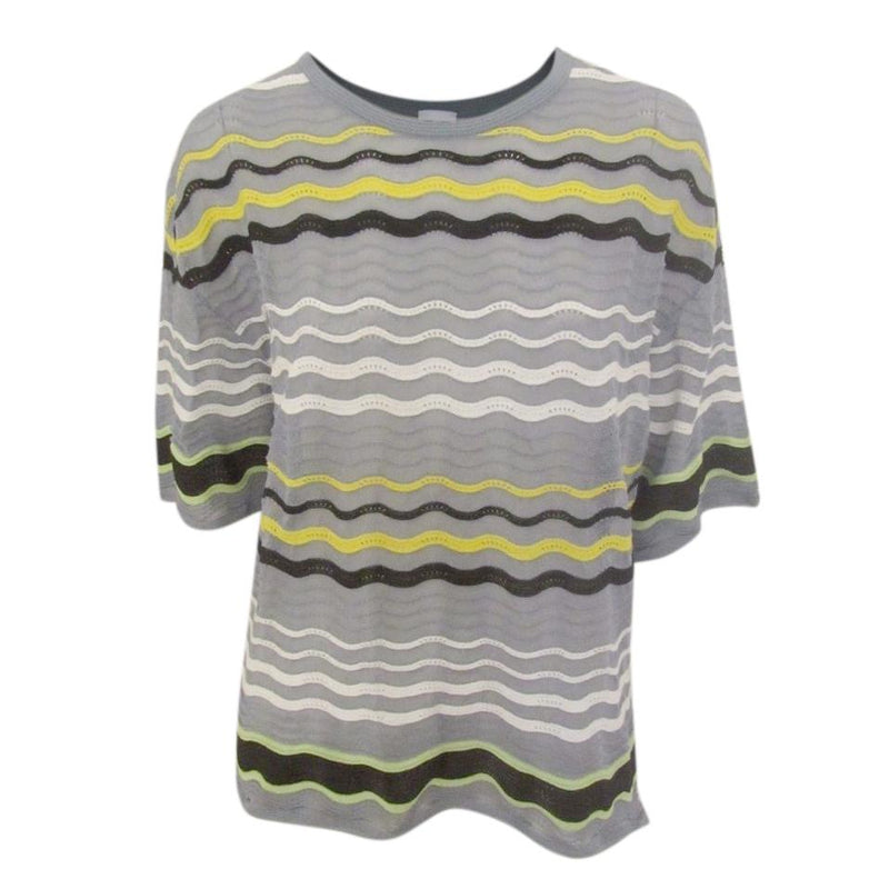 M Missoni Textured Crochet Knit Wave Stripe Top