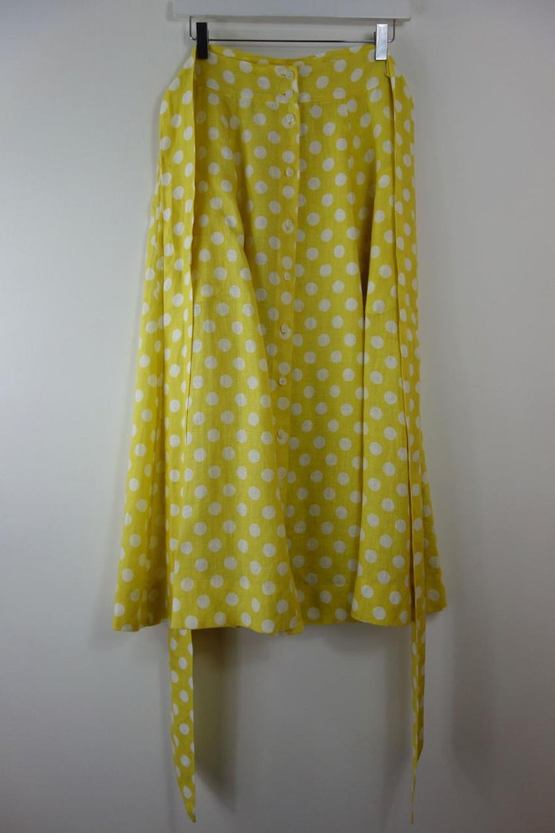 Lisa Marie Fernandez Yellow Linen A-Line Midi Skirt
