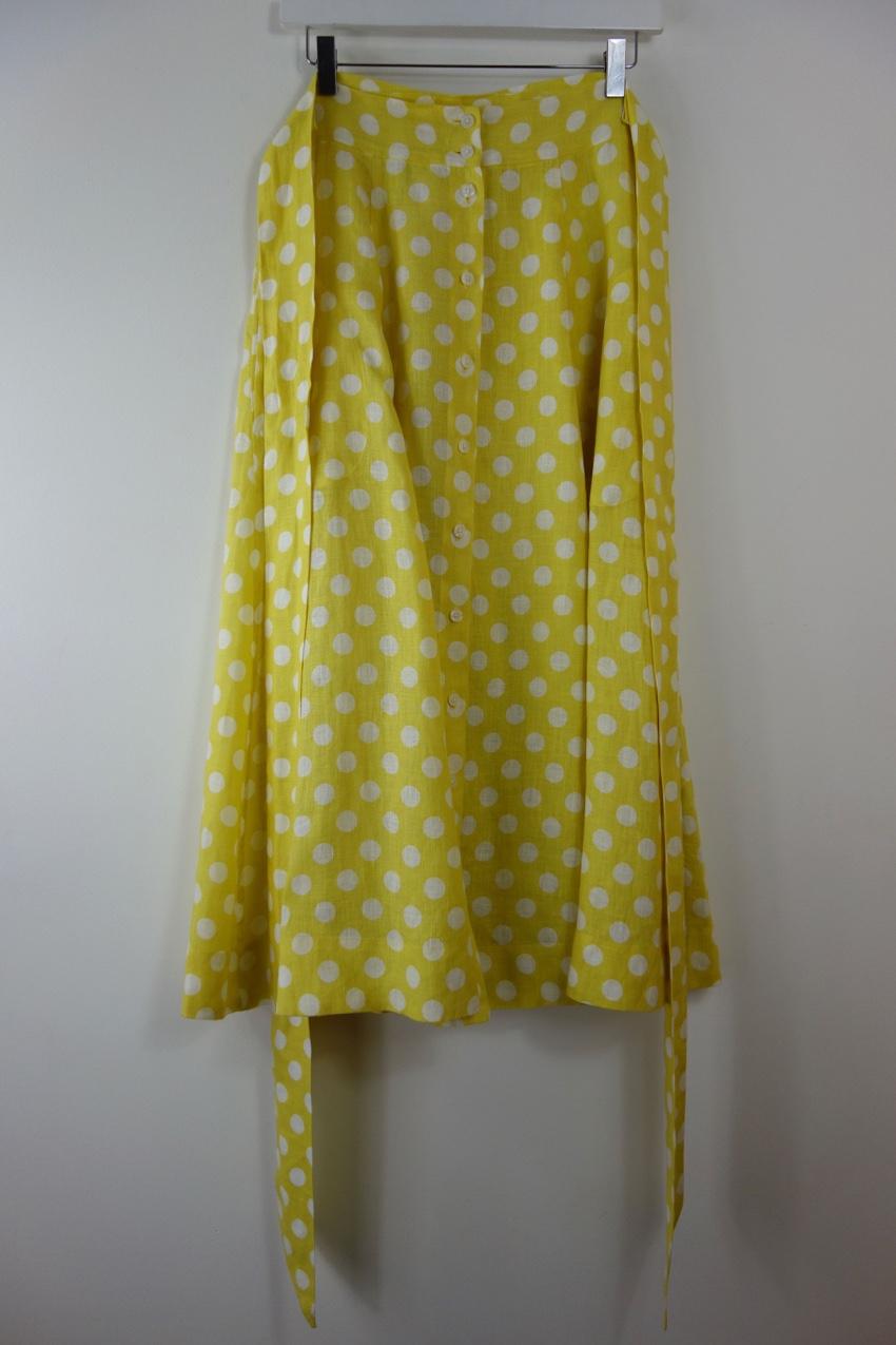 Lisa Marie Fernandez Yellow Linen A-Line Midi Skirt
