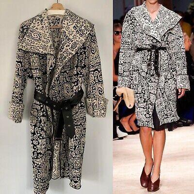 Celine Runway Black and Cream Runway Belted Coat