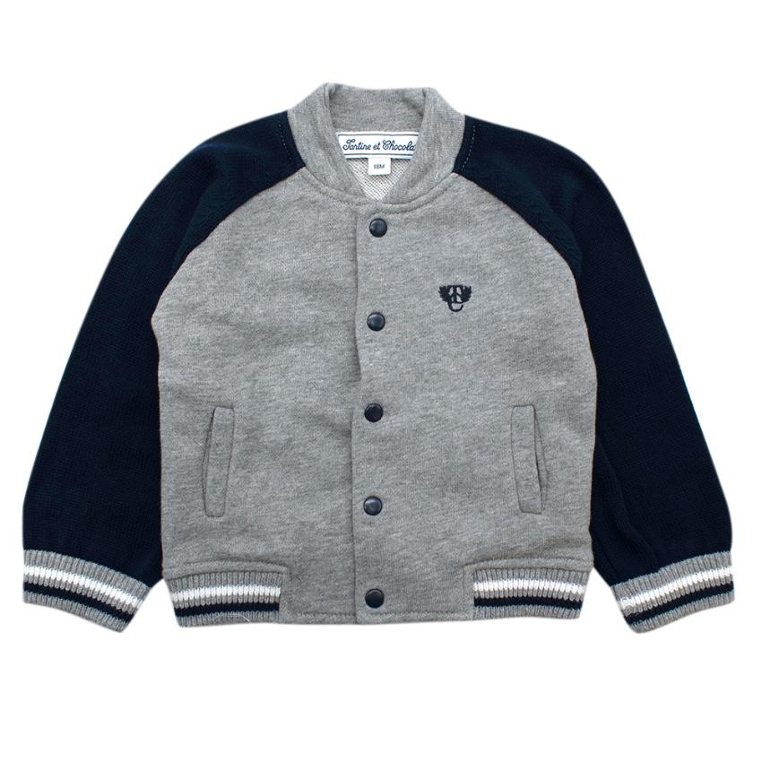 Tartine et Chocolat Grey & Blue Cotton Bomber Jacket
