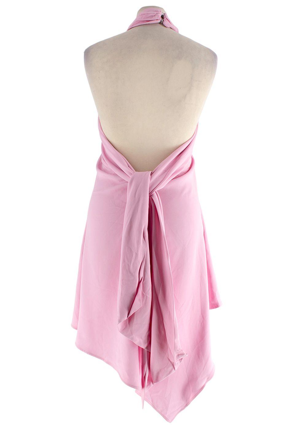 The Attico “Becky” Cutout Woven Mini Dress in Bubblegum Pink