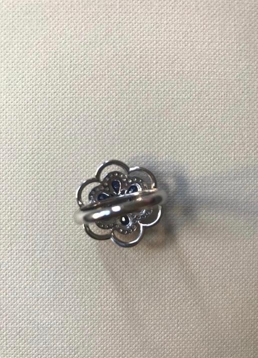 Bespoke 18ct White Gold Diamond & Sapphire Floral Jewellery Suite