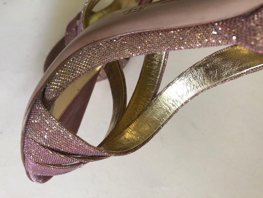 Gianvito Rossi Metallic Rose Gold Crystal Embellished Sandals