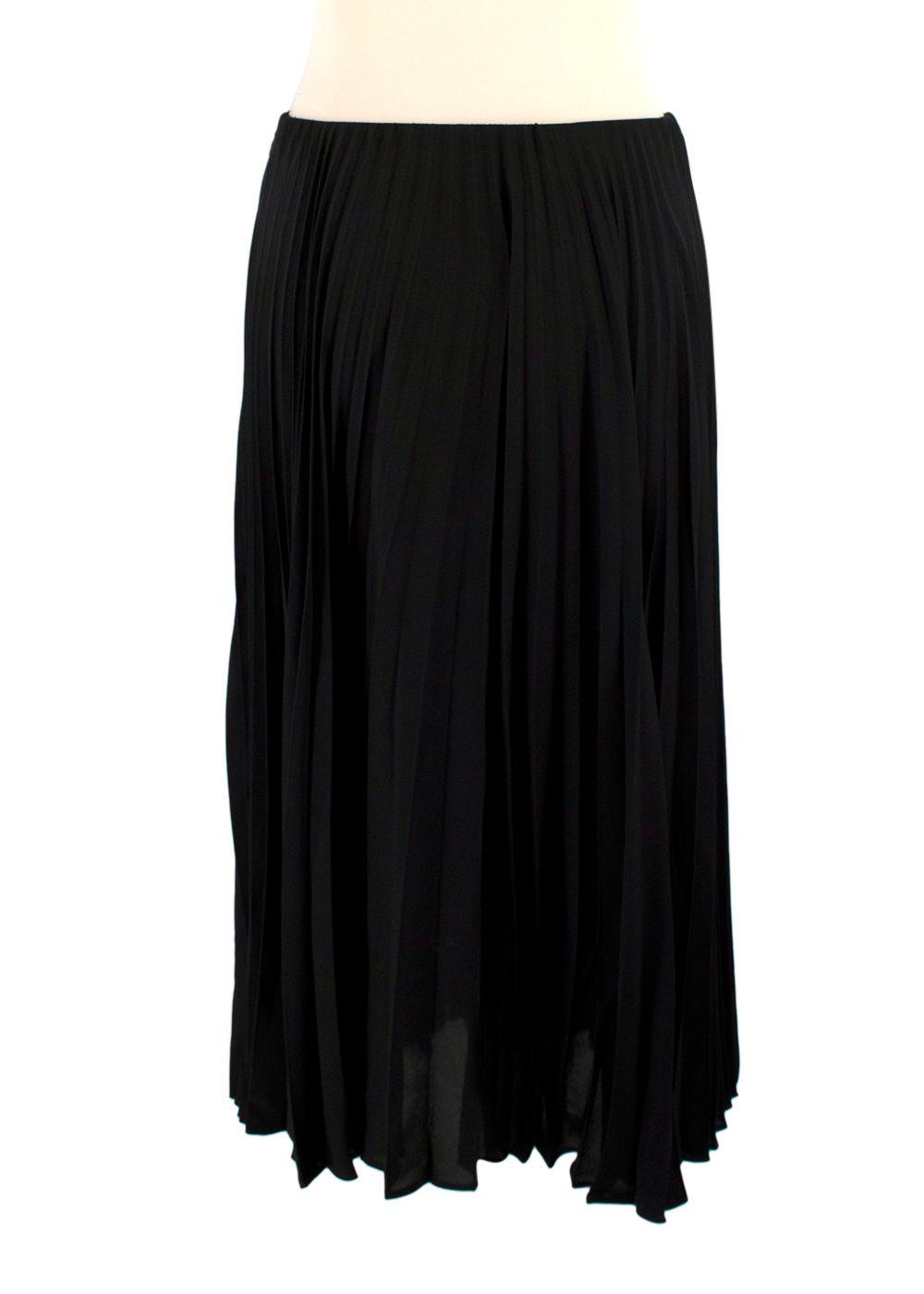 Valentino Black Pleated Satin Skirt