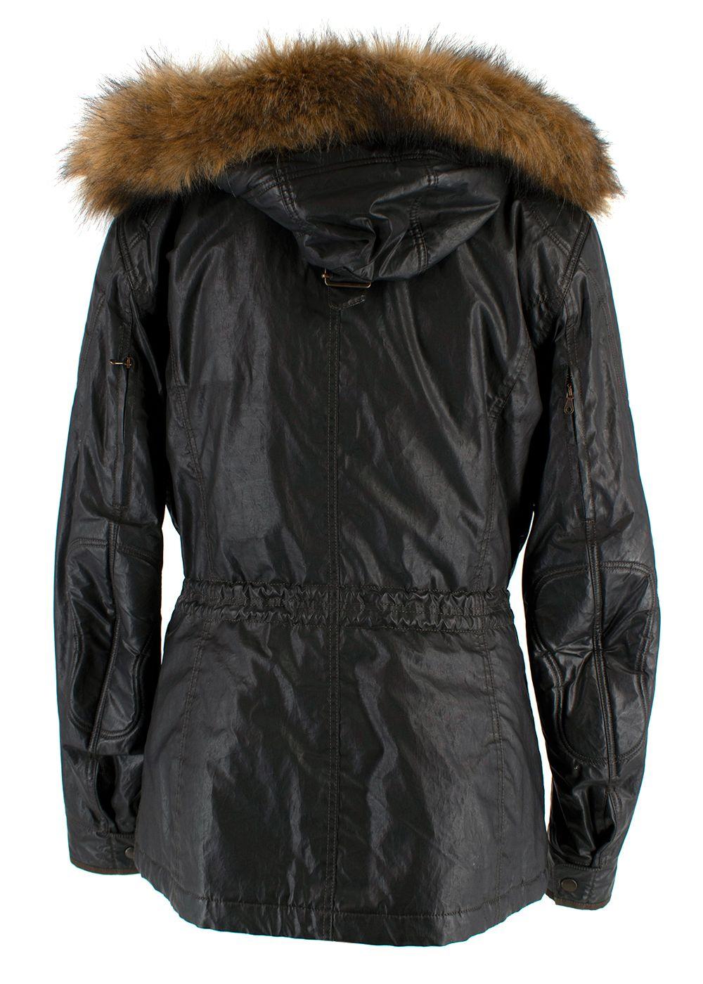Matchless Waxed Cotton Biker Jacket with Fur Hood
