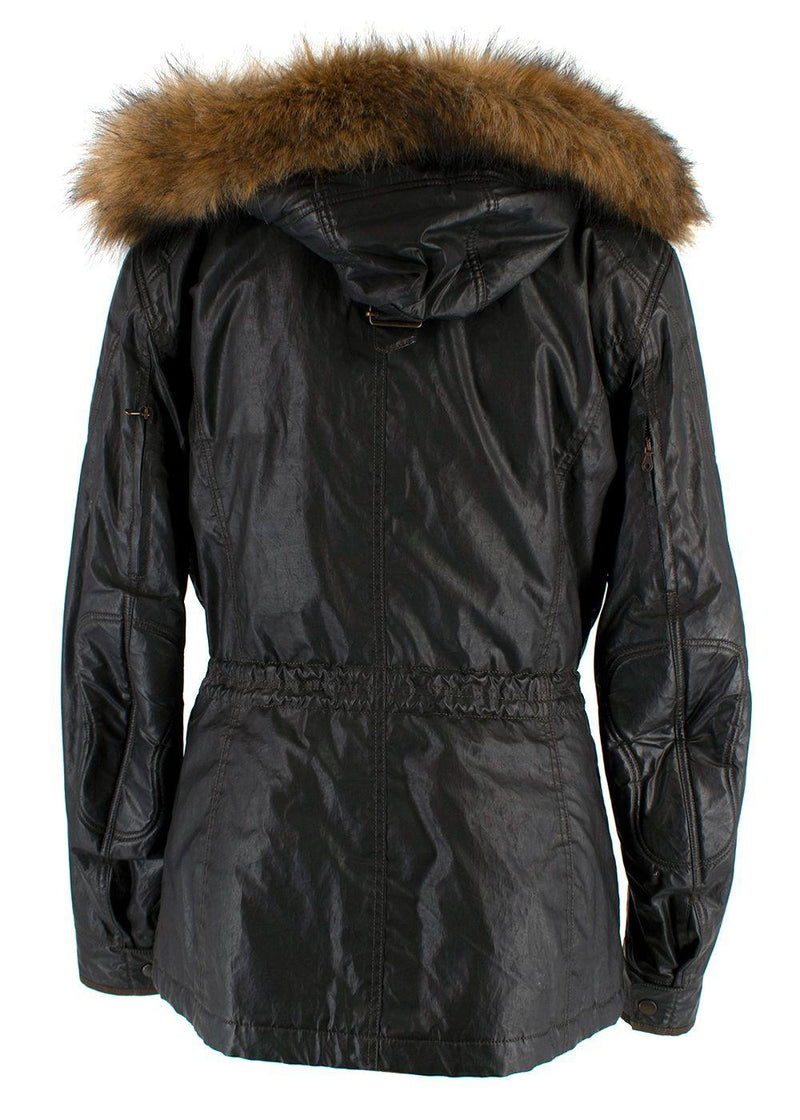 Matchless Waxed Cotton Biker Jacket with Fur Hood