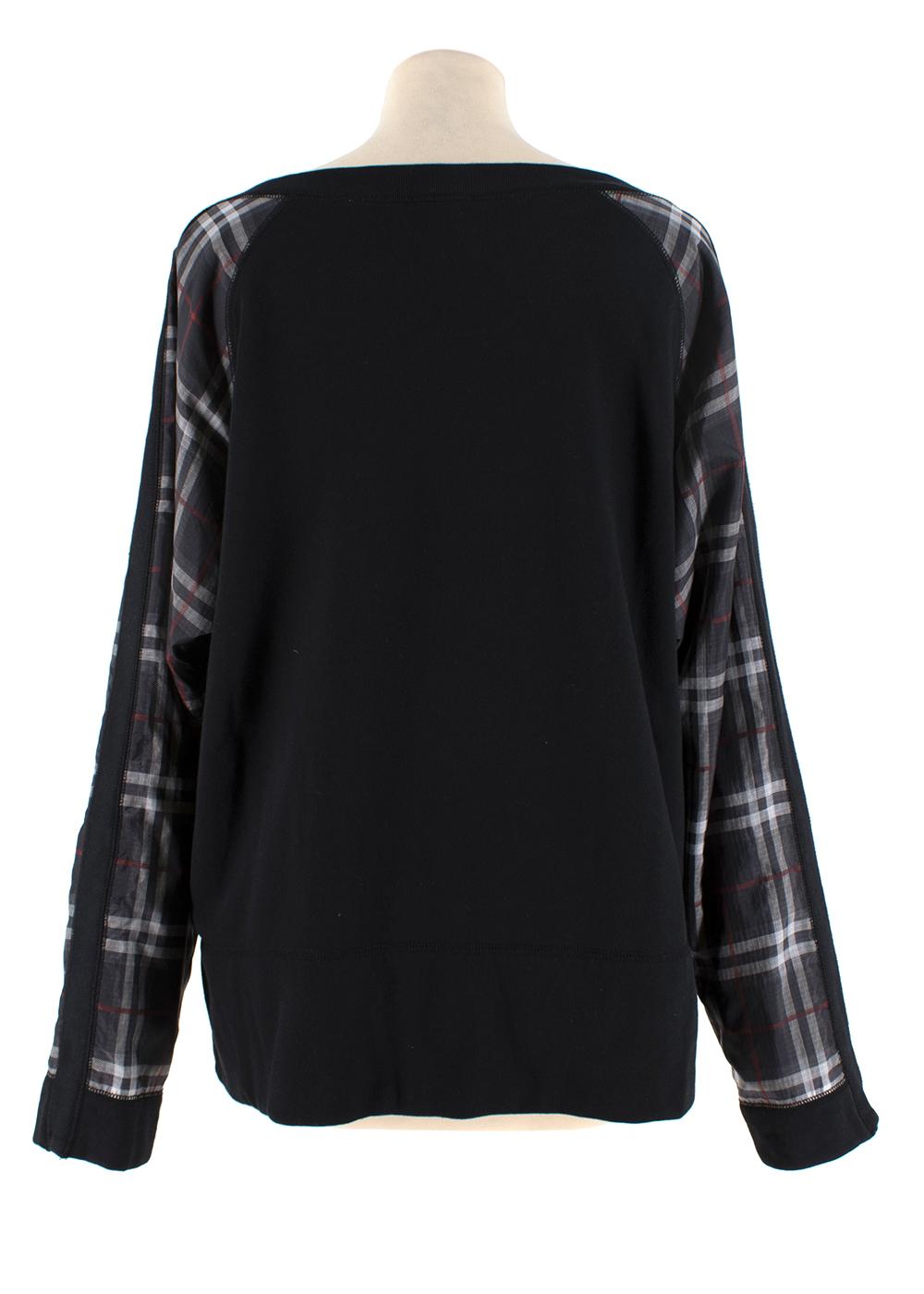 Burberry Black Check Sleeves Crewneck Sweatshirt