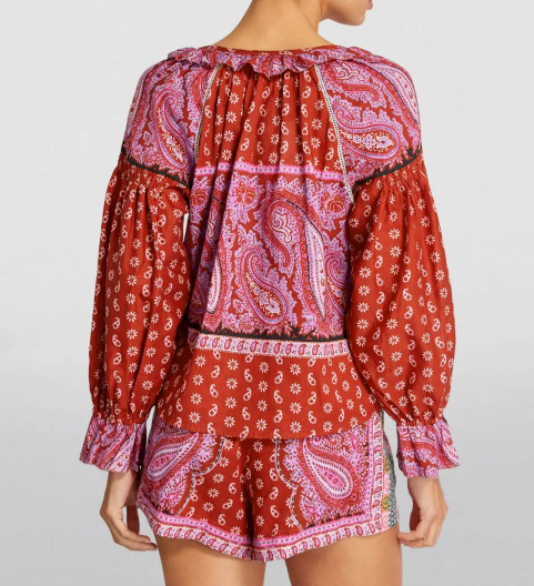 Botech Kaleido Ruffled Cotton-Linen Tunic Top