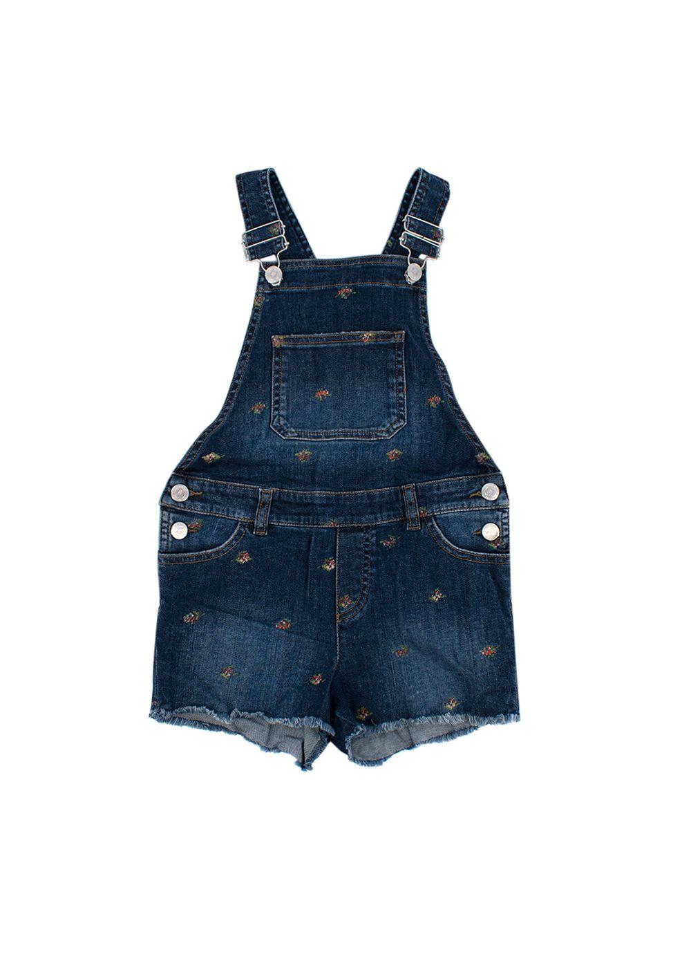 Bonpoint Denim Floral Print Overalls 8 Years