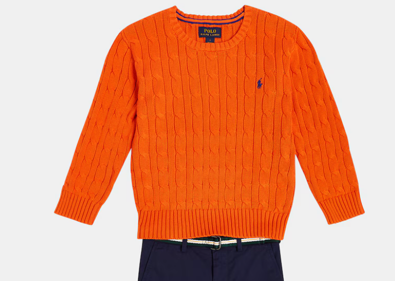 Polo Ralph Lauren Kids  Orange Cable Knit Jumper