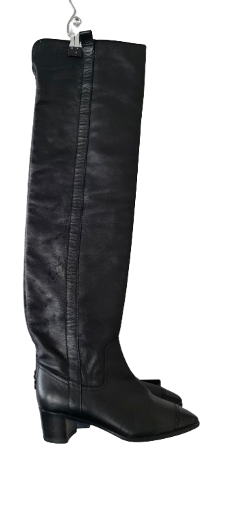 Black Leather Over The Knee Boots