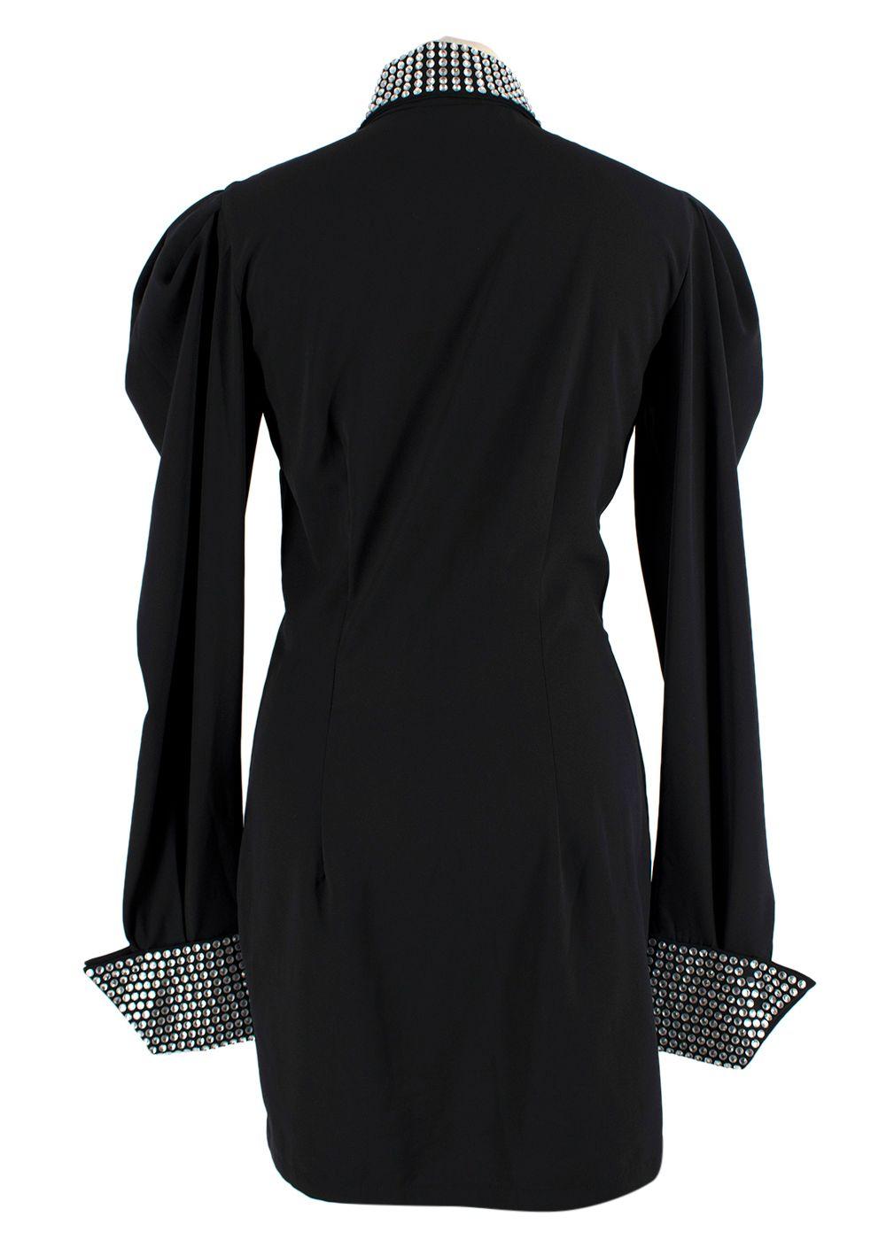 De La Vali Black El Paso Crystal Embellished Shirt Dress