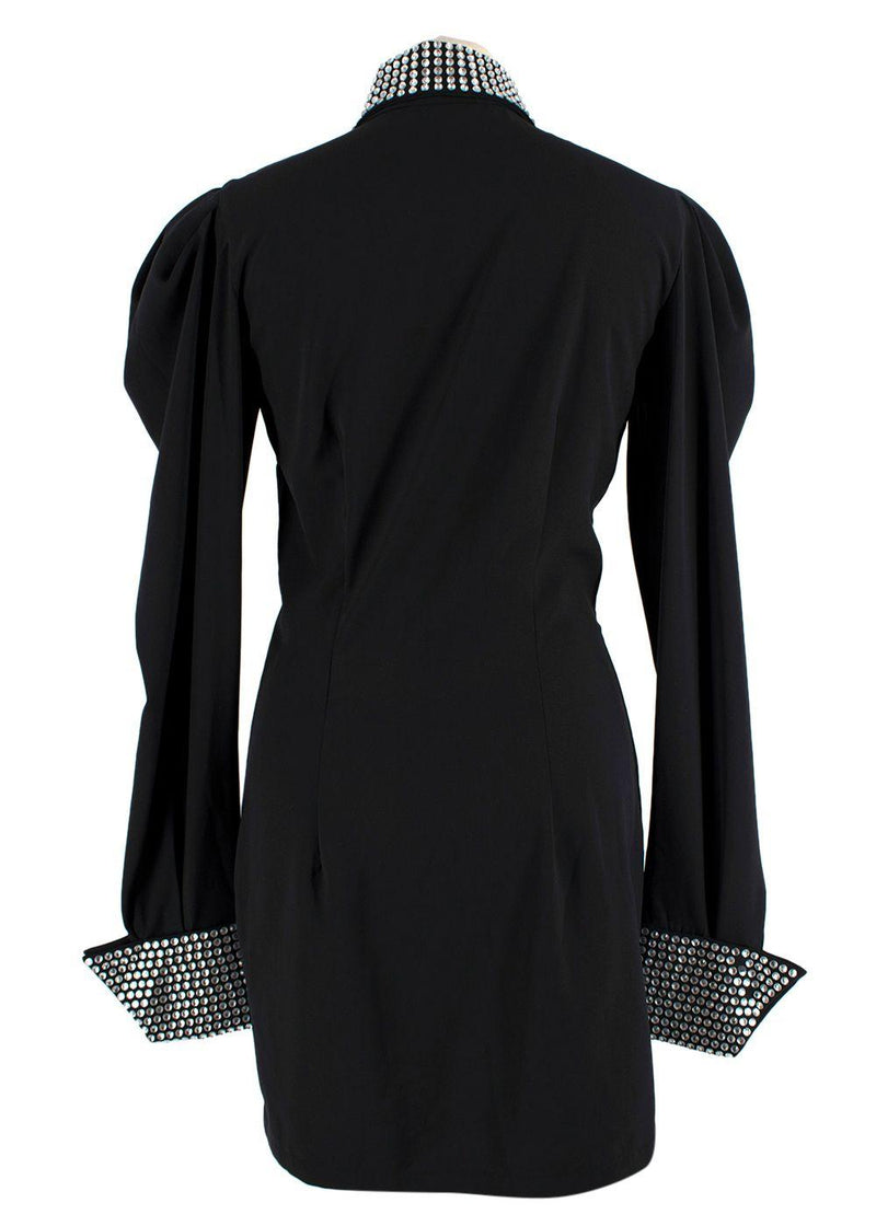 De La Vali Black El Paso Crystal Embellished Shirt Dress