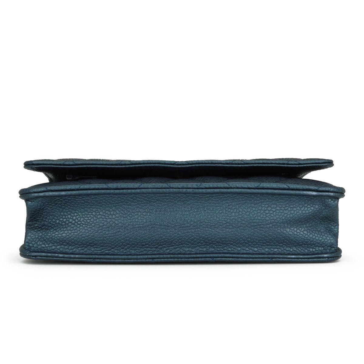 Chanel Teal Caviar Leather Wallet on Chain