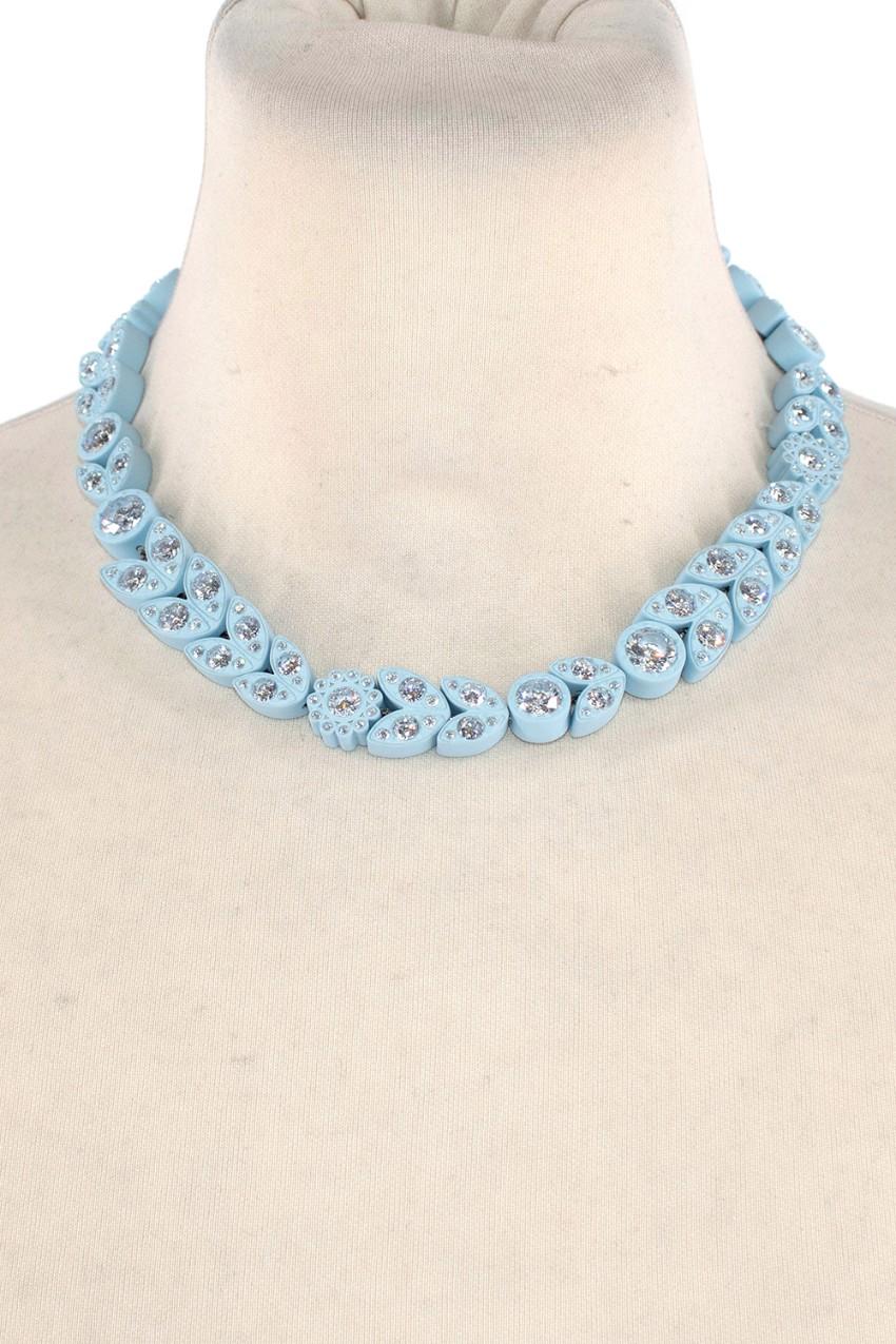 Bottega Veneta Pastel Blue Crystal Embellished Necklace