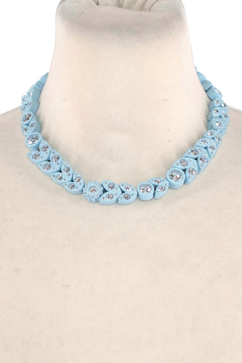 Bottega Veneta Pastel Blue Crystal Embellished Necklace