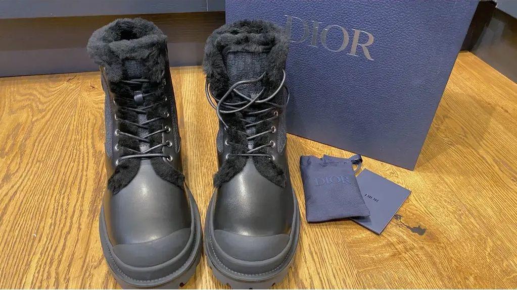 Dior Black Monogram Shearling Boots