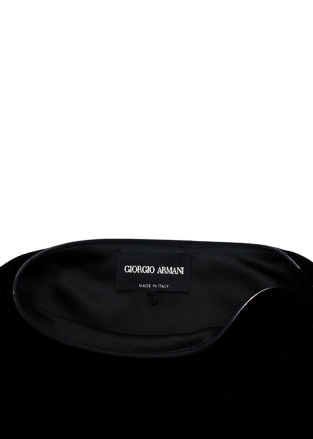 Giorgio Armani Black Gathered Velvet Blouse
