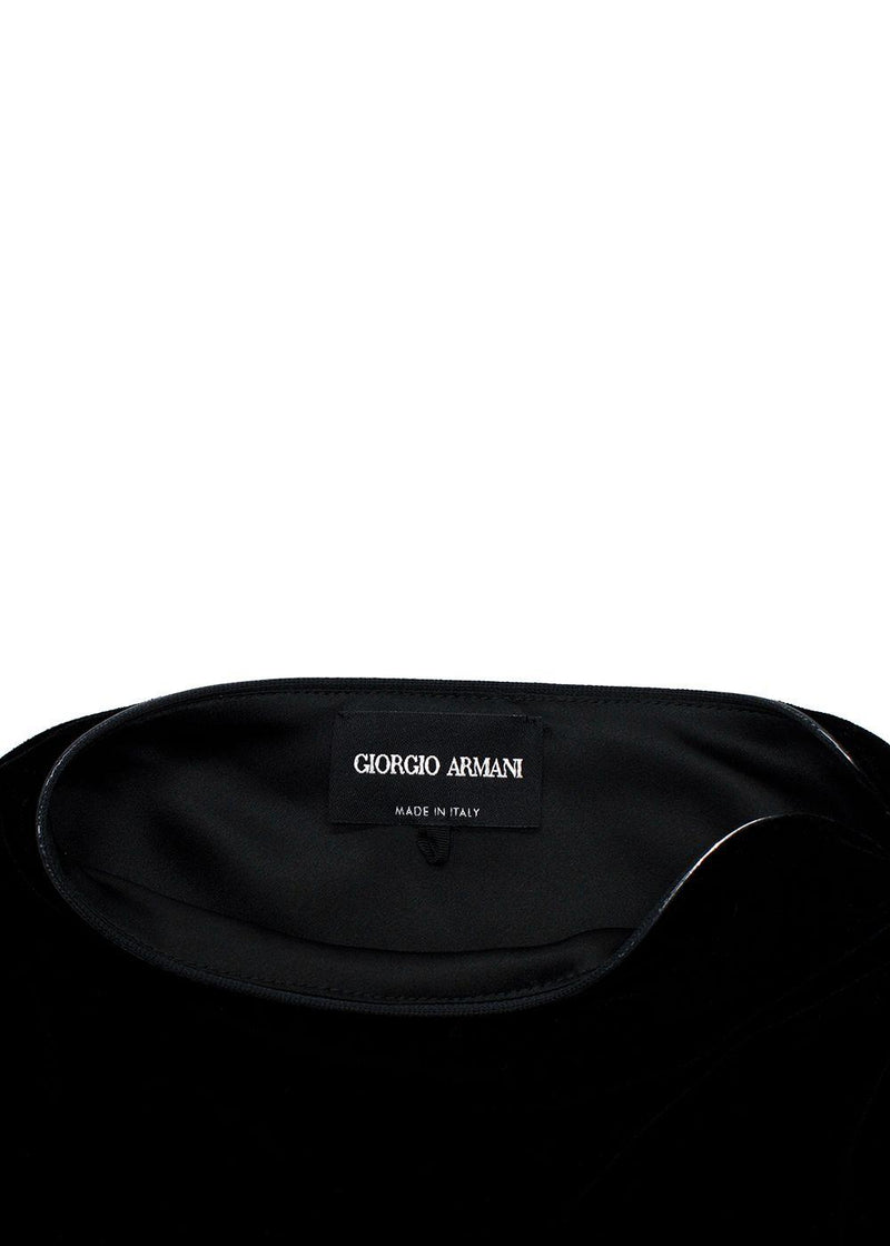 Giorgio Armani Black Gathered Velvet Blouse