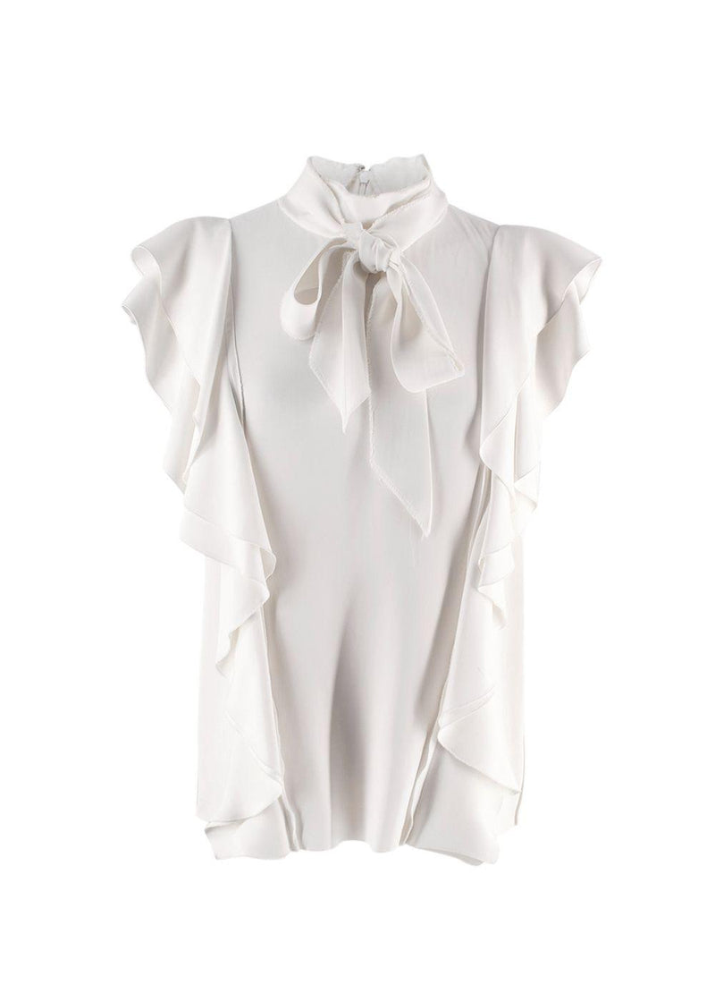 Lanvin Cream Pussybow Frill Blouse