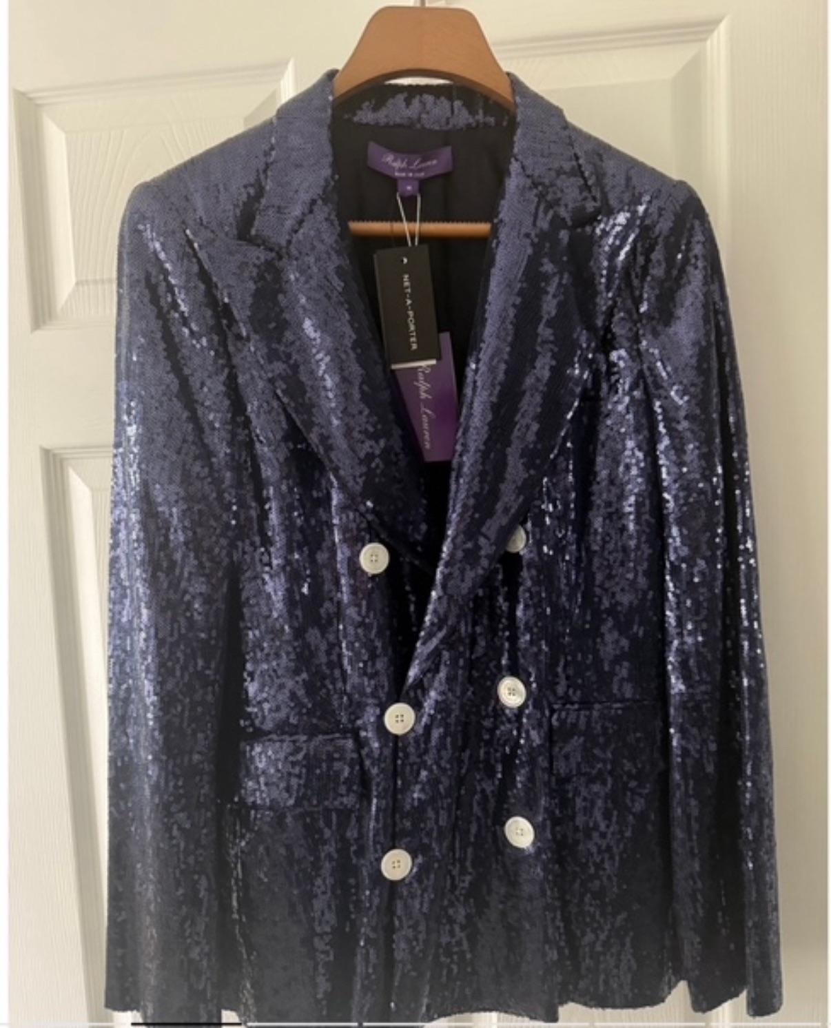Ralph Lauren Collection Blue Sequin Camden Blazer