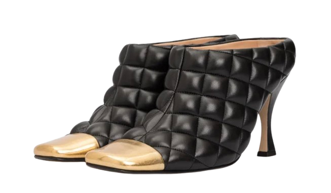Bottega Veneta Black Quilted Leather Mules