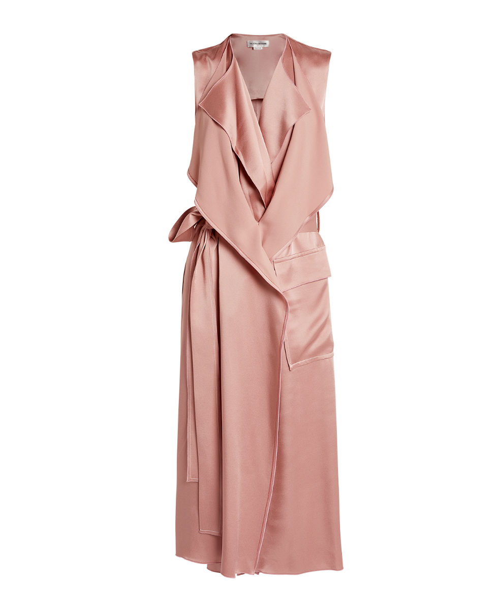 Cutout Hammered Satin Midi Wrap Dress