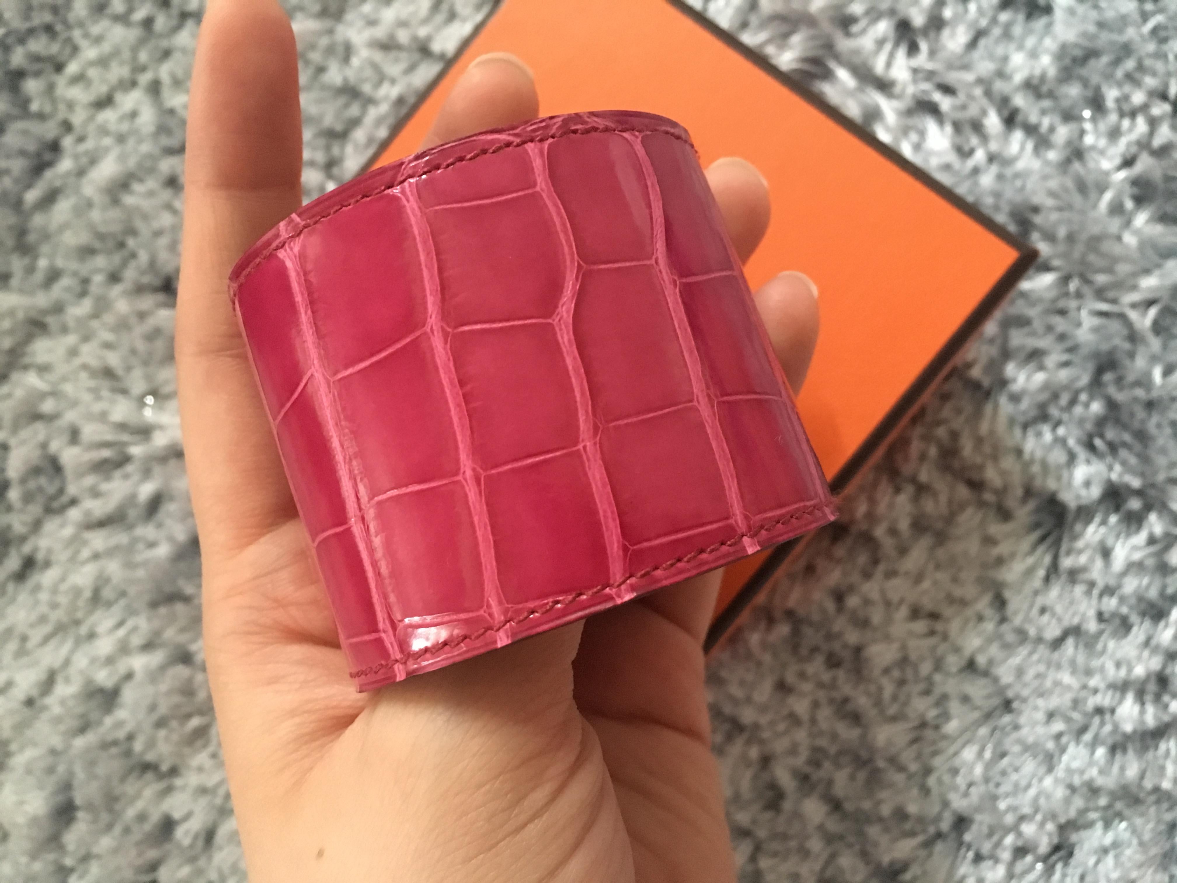 Hermes Rose Scheherazade Kelly Dog Cuff