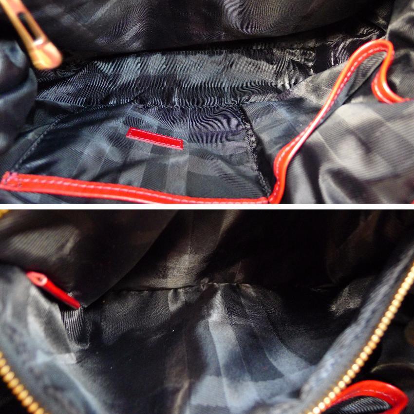 Burberry Red Quilted Fabric Patent Leather Hobo Shoulder Bag