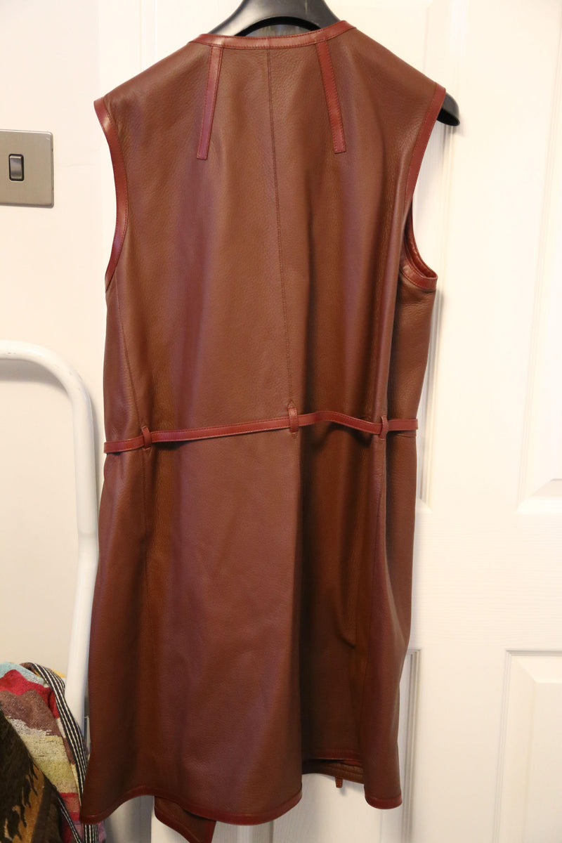 Hermes Soft Maroon Leather Long Gilet