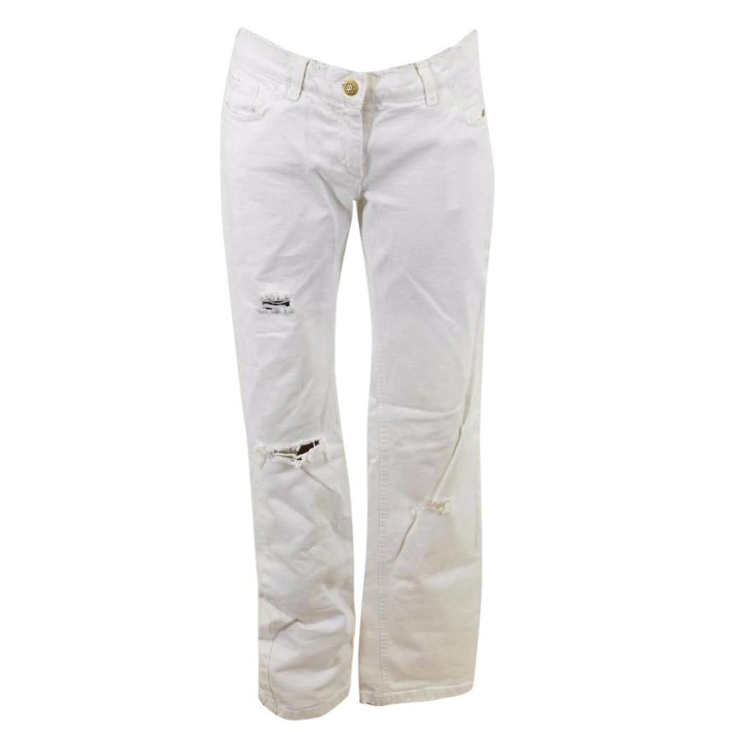 Dolce and Gabbana White Denim Destroyed Jeans