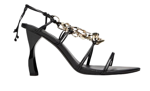 Chain Embellished Black Sandals
