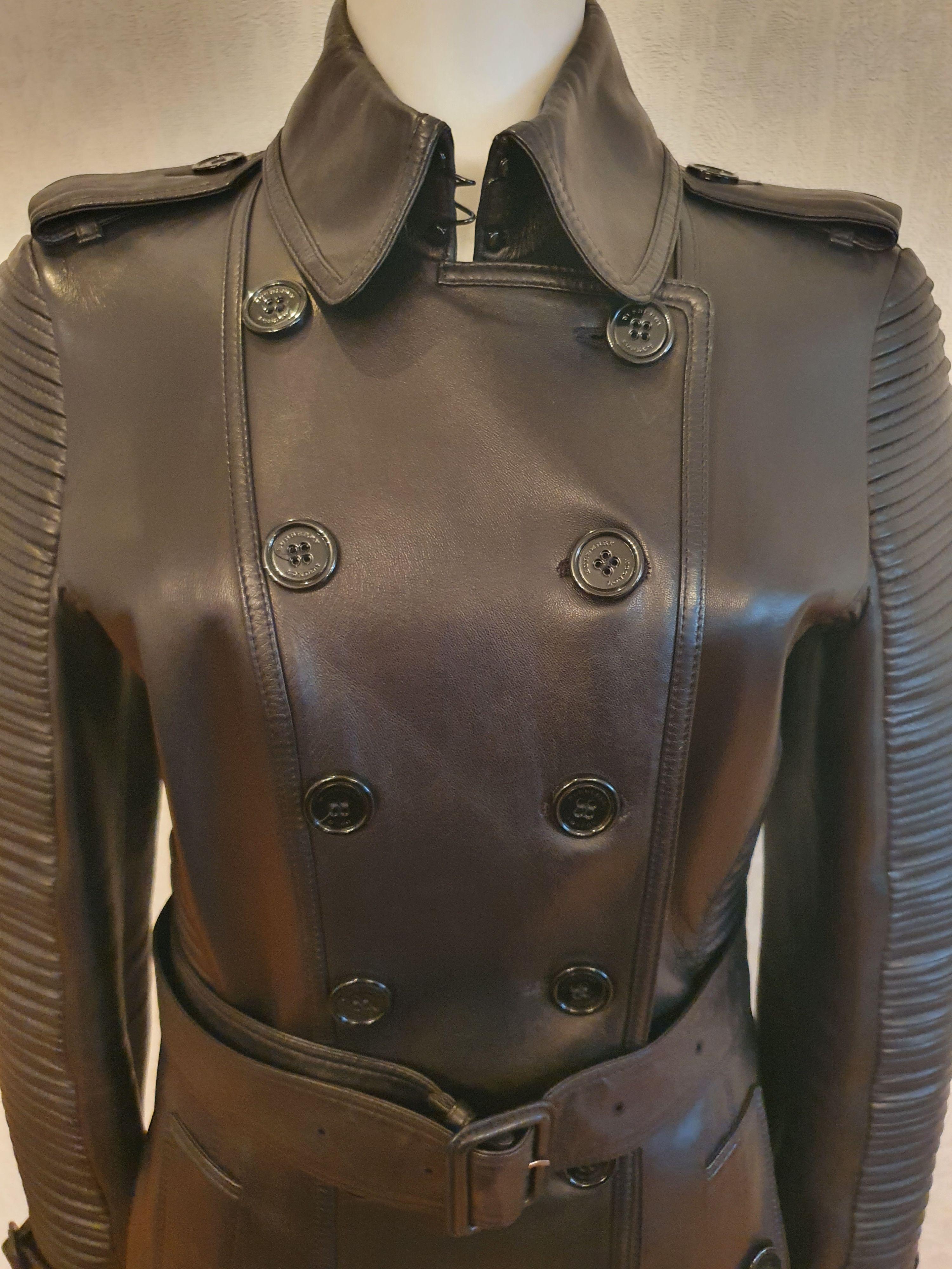 Long Lambskin Biker Trench Coat