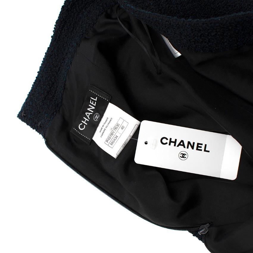 Chanel Black & Blue Boucle Tweed Pencil Skirt