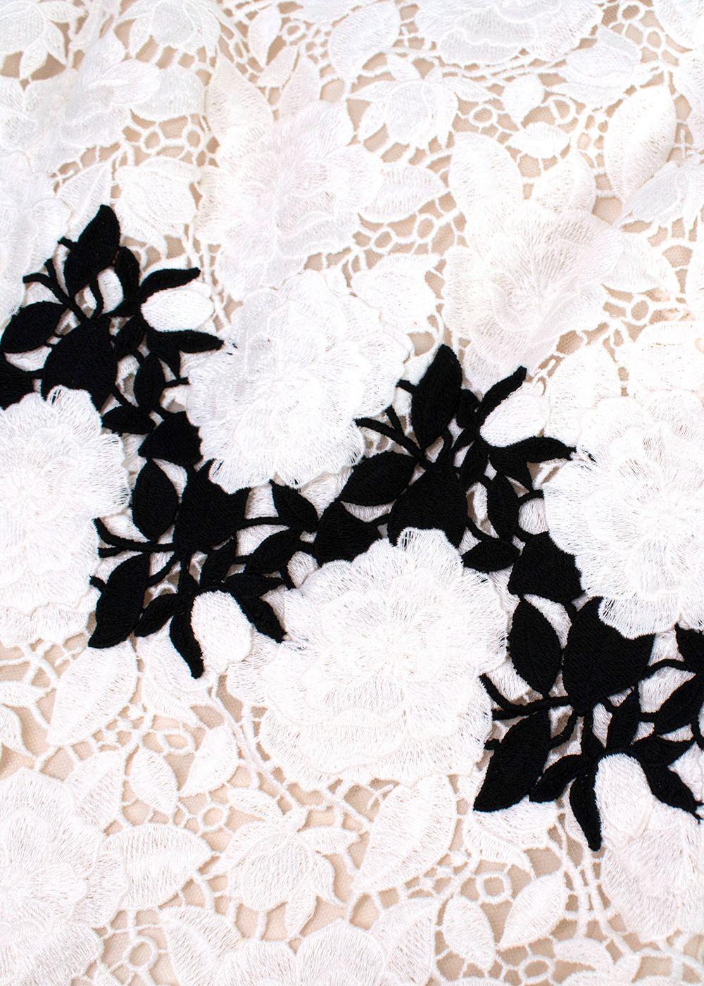 Giambattista Valli white & black lace mini dress