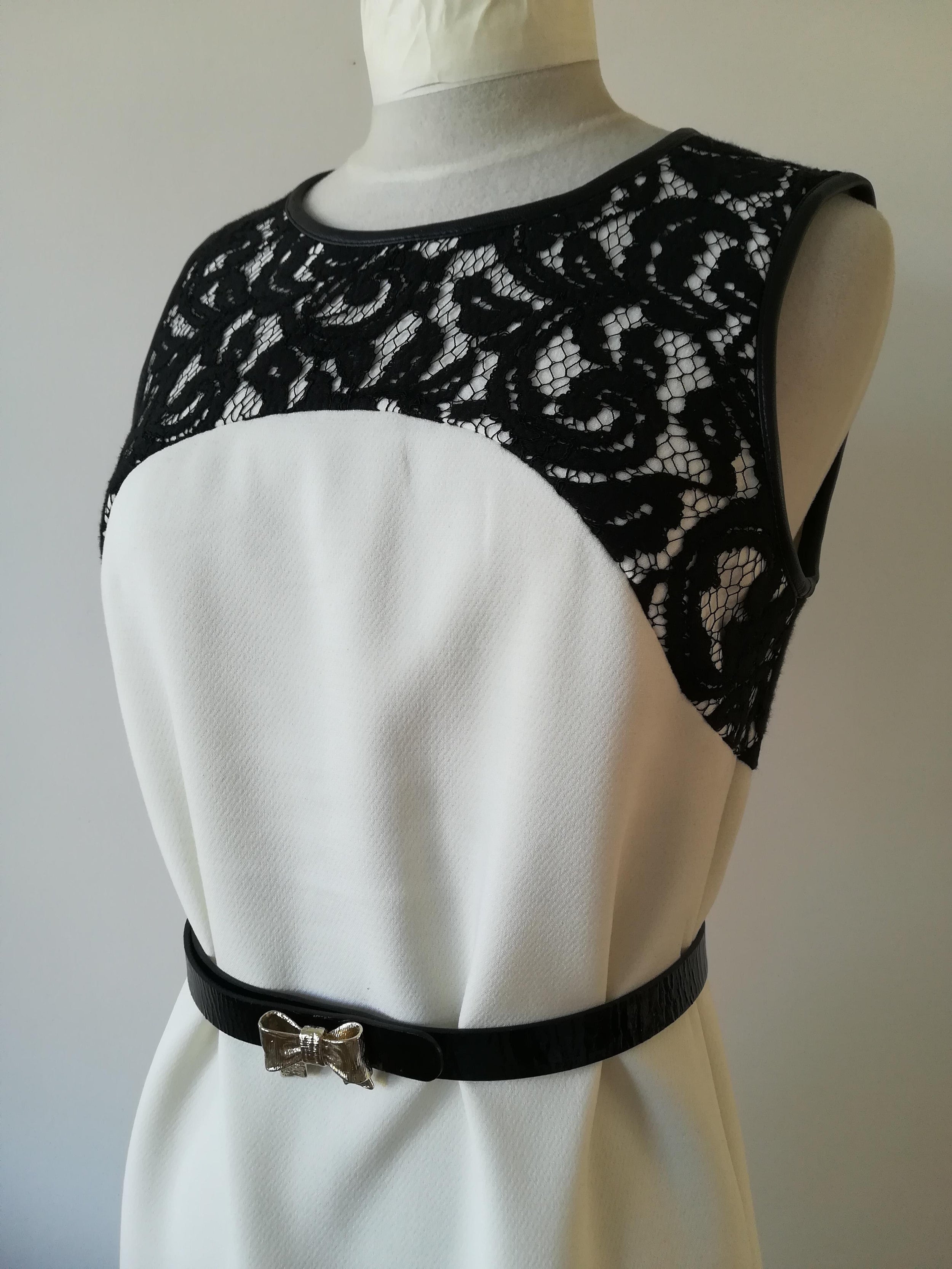 Michael Kors lamb leather trimmed lace dress