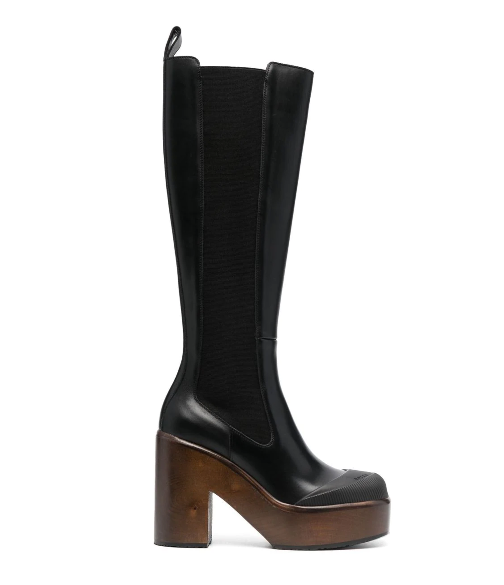 Ianna Black Leather Platform Knee Boots