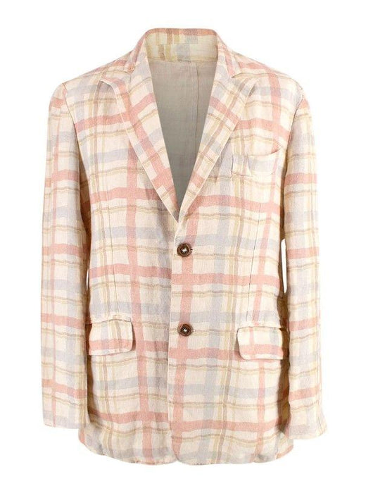 Etro Pastel Checked Linen Blazer