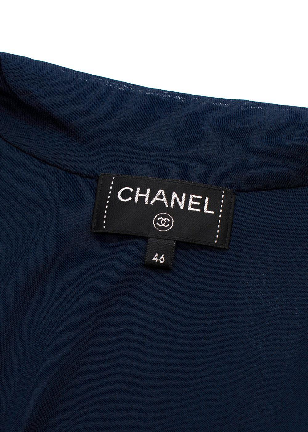 Chanel Navy Blue Plisse Belted Dress