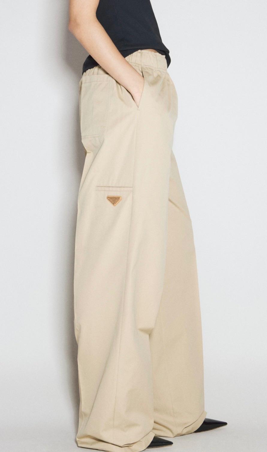 Prada Beige Cotton Wide Leg Pants