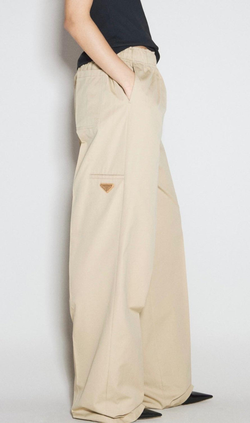 Prada Beige Cotton Wide Leg Pants