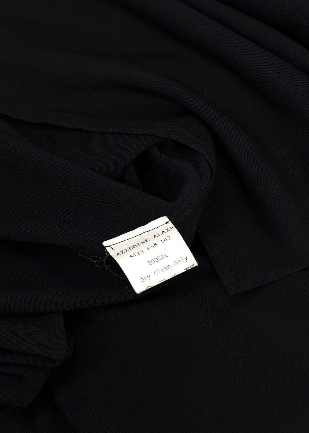 Alaia Black Crepe Ruched Blouse